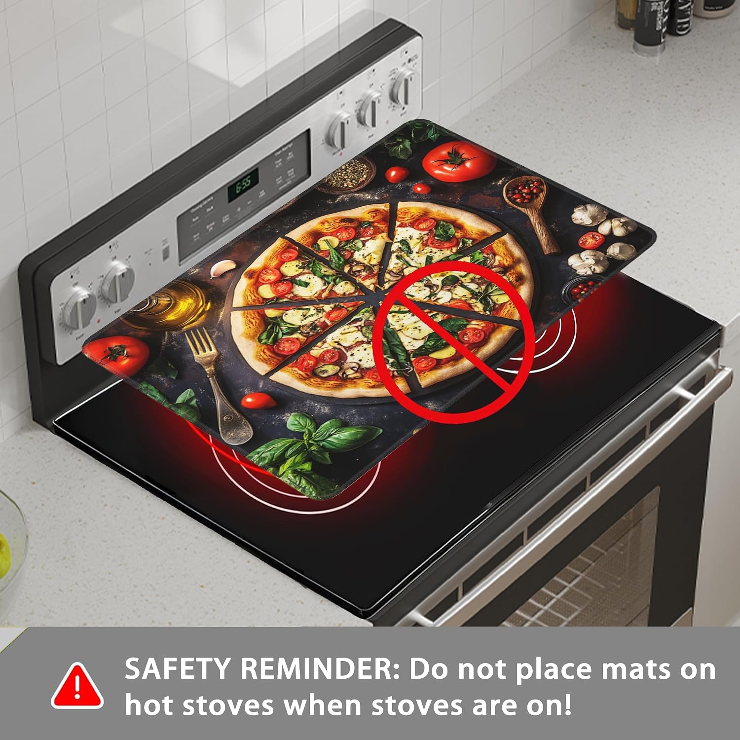 Detalle de QYWETHOD Stove Top Cover, 28.5 x 20.5-Inch Rubber Protector Mat
