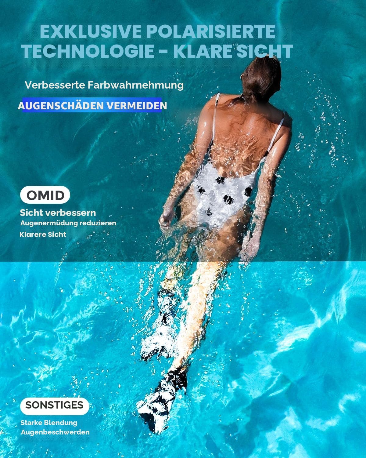 Detalle de OMID Schwimmbrille – polarisierte, beschlagfreie Qualität mit 180° Sichtfeld