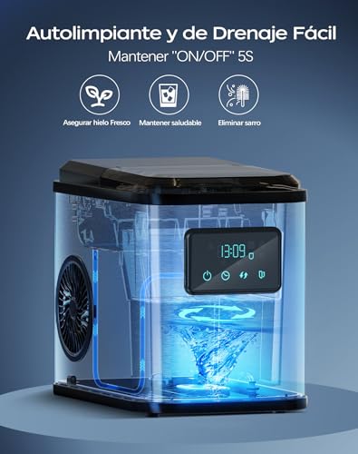 Thumbnail 6 de KeeGone Máquina de Cubitos de Hielo en Acero Inoxidable con Pantalla LED, 2 Tamaños y Limpieza Automática