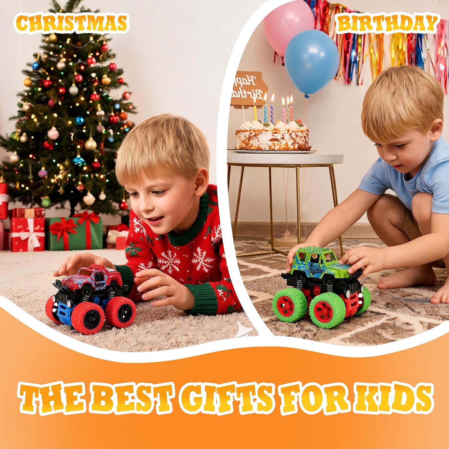 Thumbnail 4 de LEFEI Monster Truck Set for Boys Ages 3–7: 4-Pack Push & Go Stunt Cars