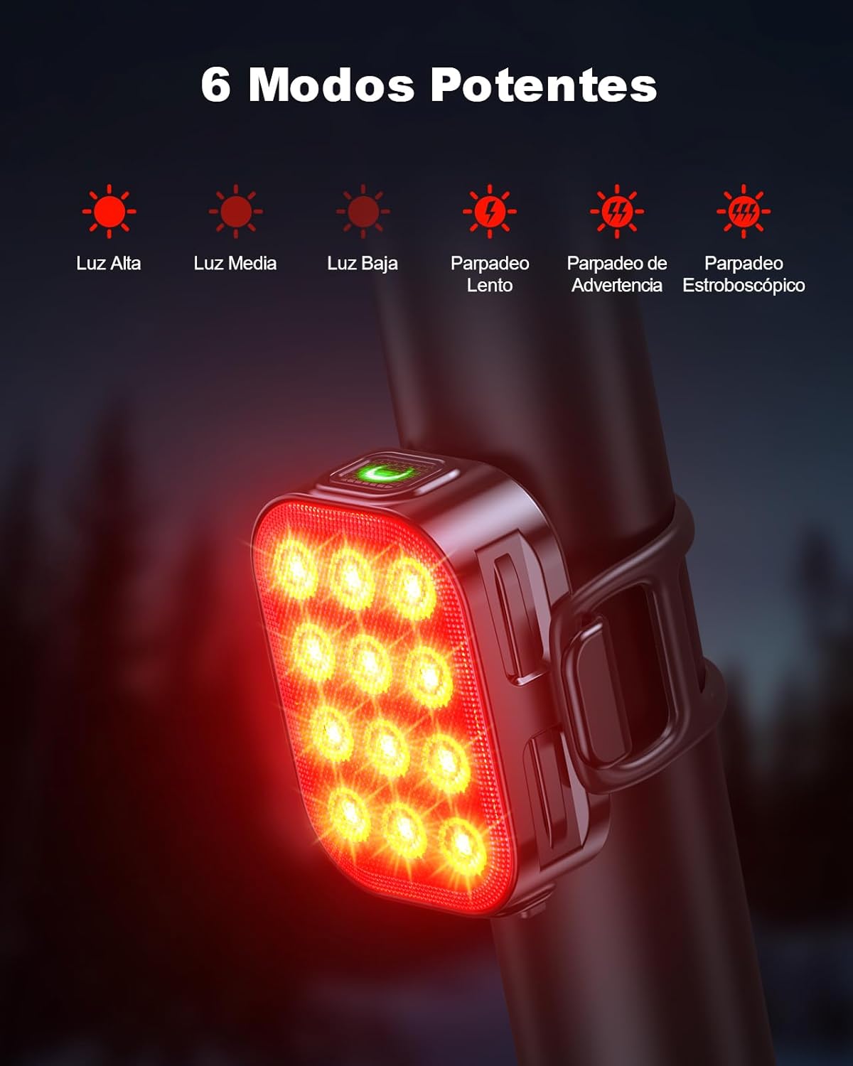 Detalle 2 de ISEYOU Luz Trasera Bicicleta 2 Pack