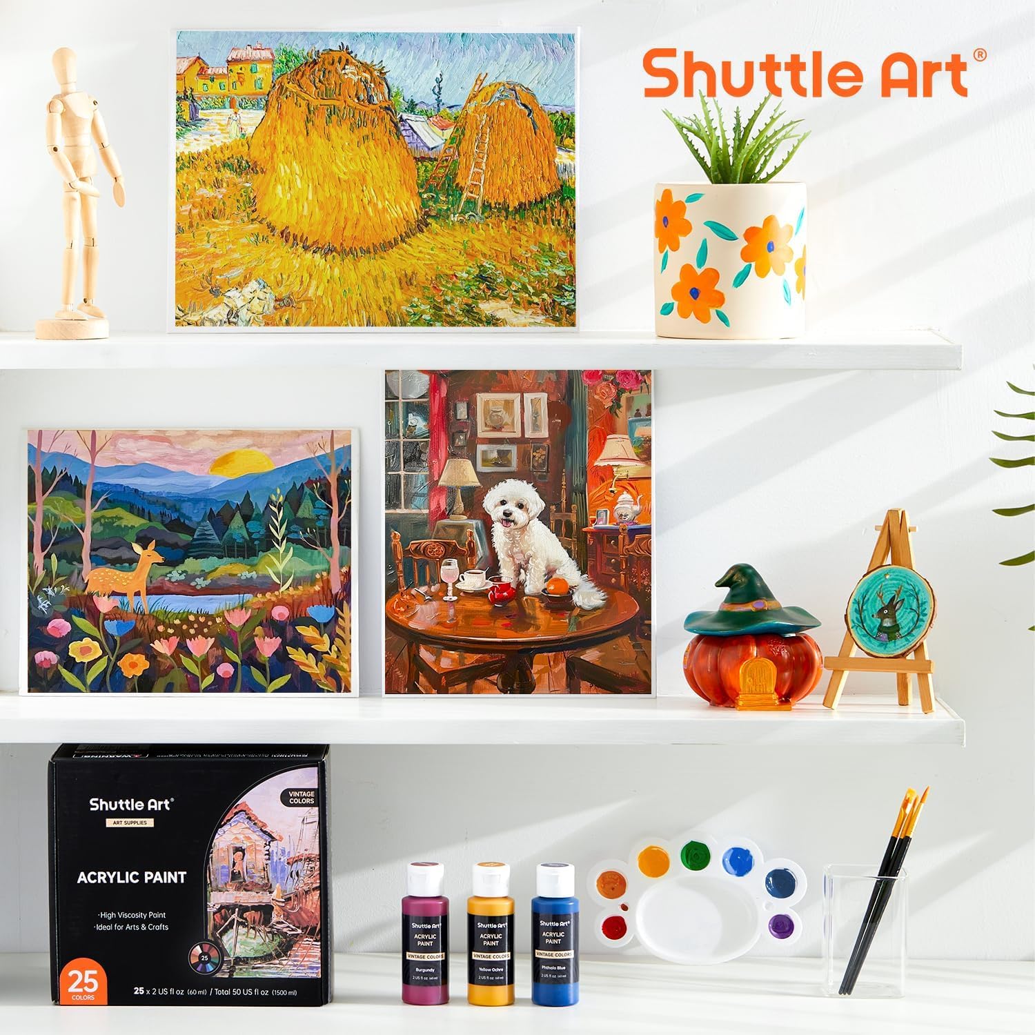 Thumbnail 6 de Shuttle Art Acrylfarben-Set mit 25 Vintage-Farben (60 ml) – wasserbasiert für Malen & Basteln