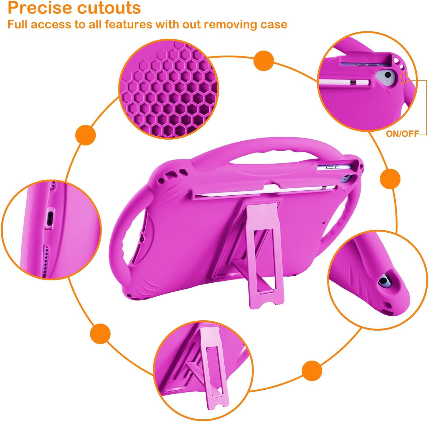 Detalle 2 de TopEsct Kids Case for iPad 9th/8th/7th Gen 10.2" (Purple) with Built-in Handle Stand and Strap
