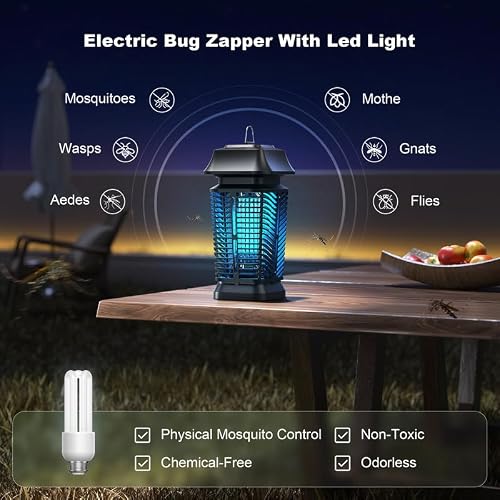 Detalle de Lámpara Antimosquitos Eléctrica 3000V de 20W YEEFON — IPX4, 360°/100m²
