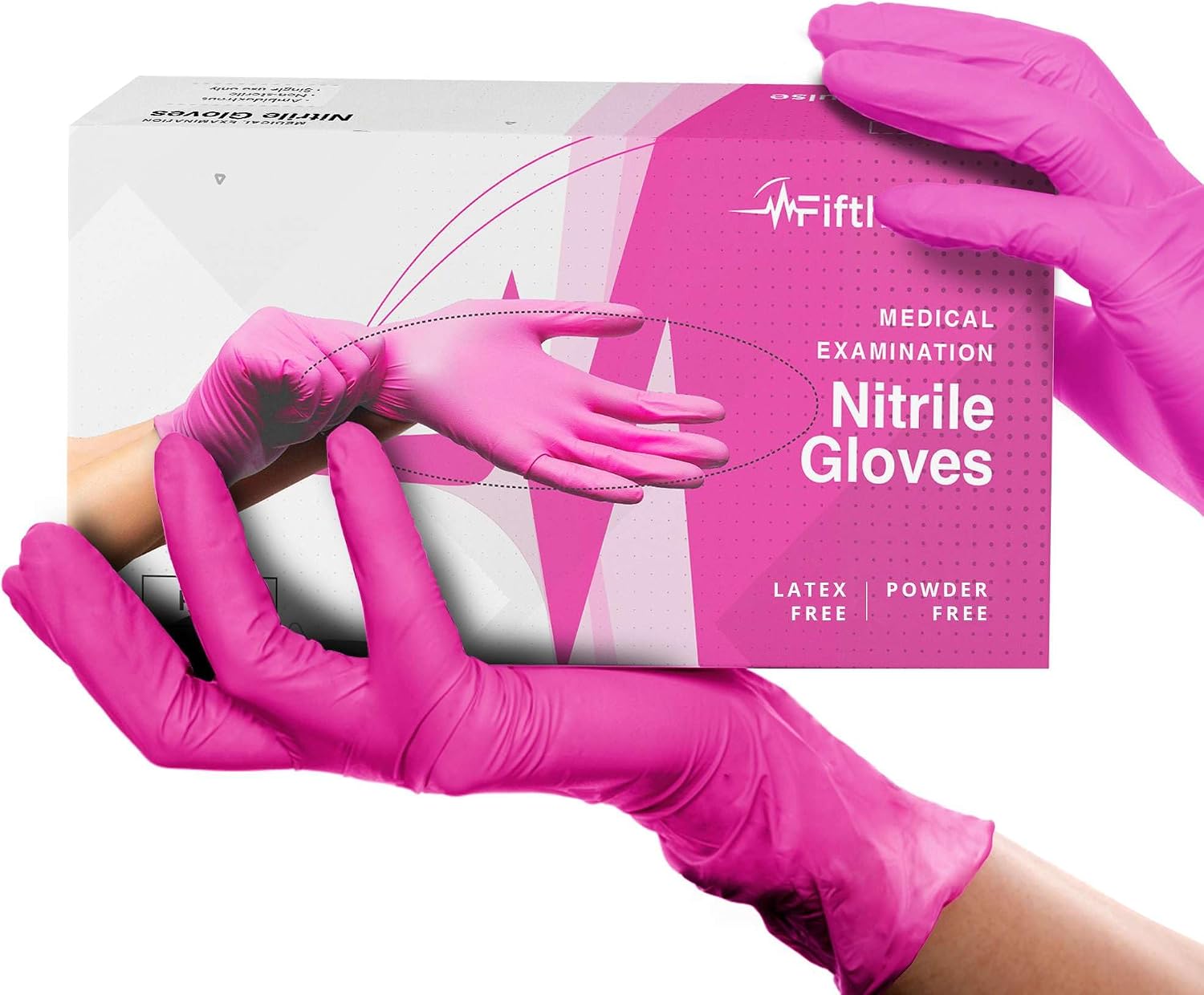 Detalle de FifthPulse Fuchsia Hot Pink 3 Mil Nitrile Disposable Exam Gloves