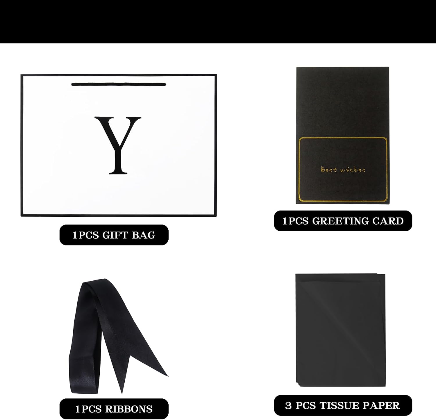 Thumbnail 3 de Medium Gift Bag with Initial Y and Tissue Paper – 11 Inches