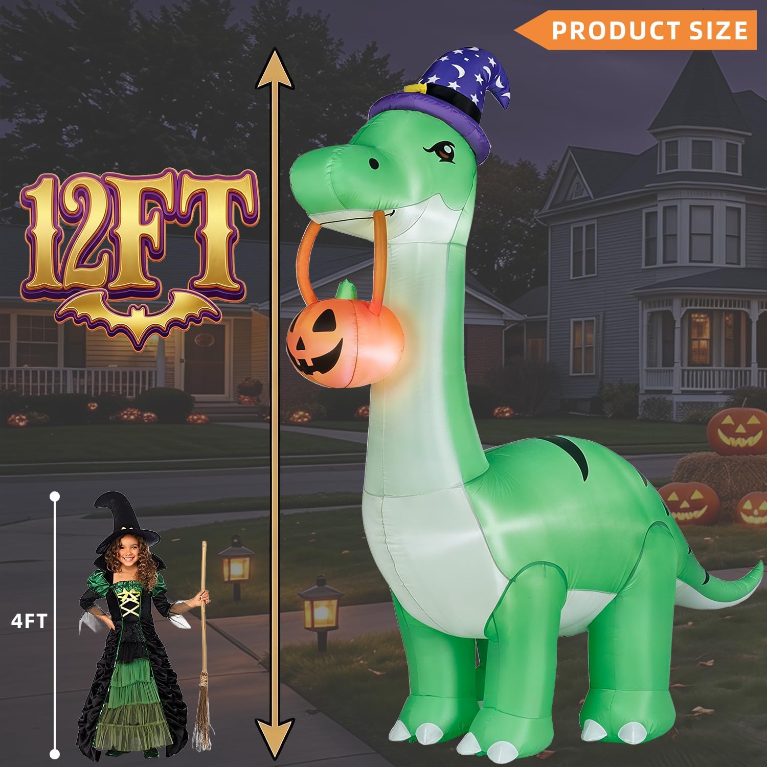 Detalle 2 de Kendane KEN-74 12FT Inflatable T. Rex Halloween Yard Decoration with LEDs