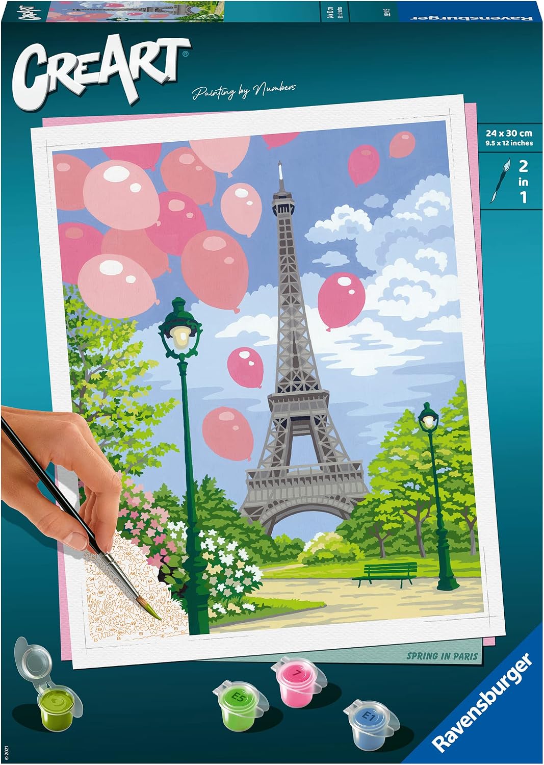 Detalle de Ravensburger CreArt 28992 – Frühling in Paris: Malen nach Zahlen für Erwachsene