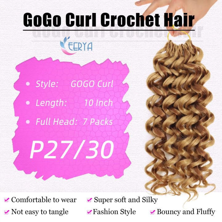 Detalle de 7 Packs GoGo Curl Crochet Hair 10 Inch Short Curly Water Wave Beach Curl for Women – P27/30