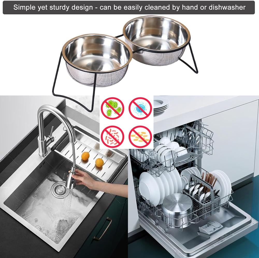 Detalle 2 de Elevated Pet Bowls, Stainless Steel