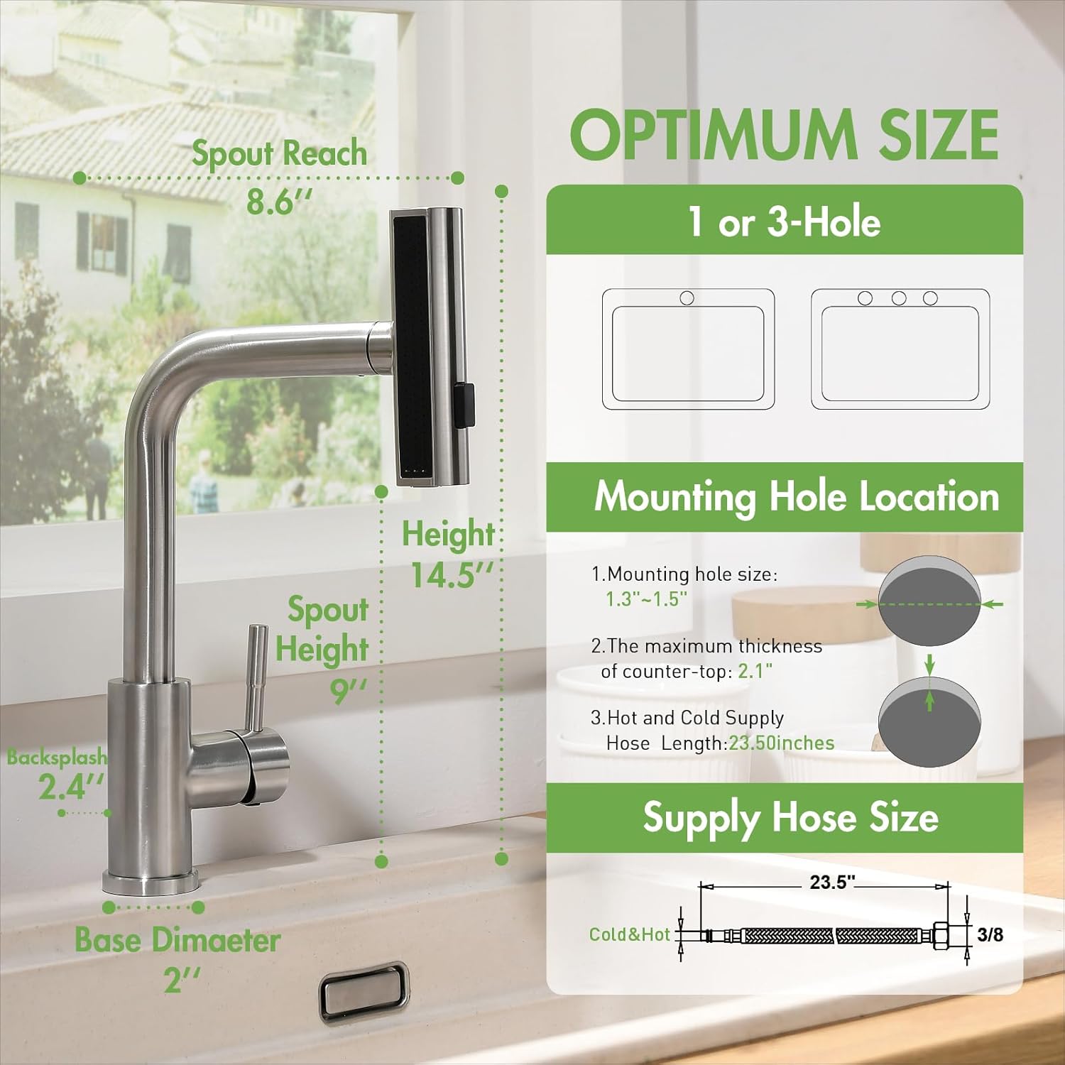 Detalle 2 de CENOSA Kitchen Faucet with Pull-Down Spray 🚰