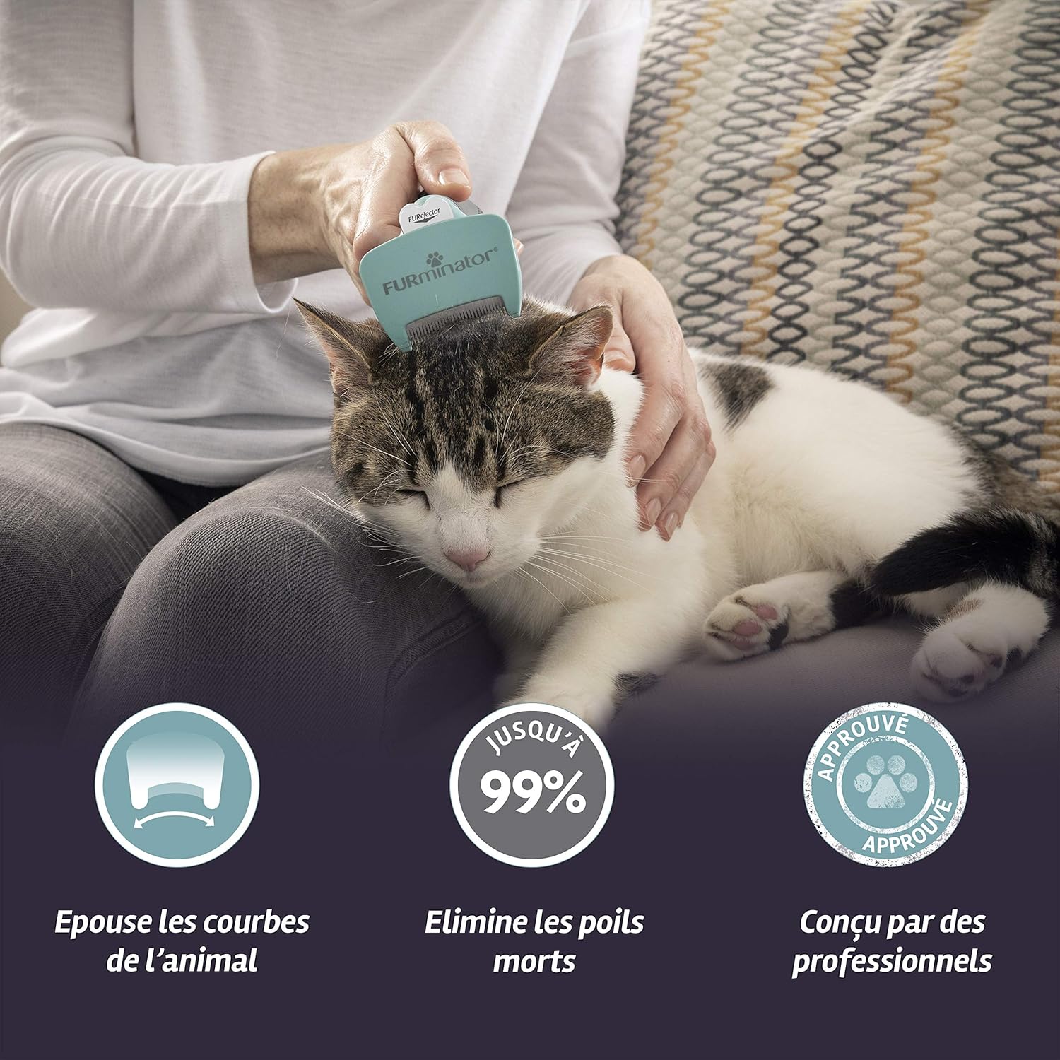 Detalle de FURminator Outil Undercoat deShedding Chat S poils courts