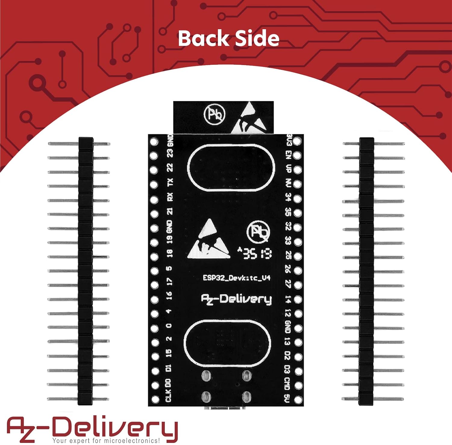 Thumbnail 2 de Lot de 5 AZDelivery ESP32 Dev Kit C V4 (NodeMCU WLAN/WiFi) compatible Arduino, avec e-book