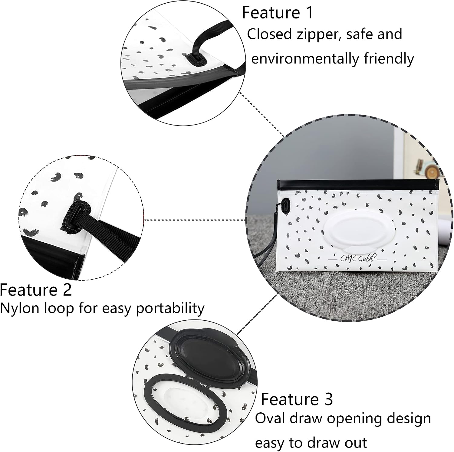 Thumbnail 2 de 2 pcs Baby Wipes Dispenser Bag – Reusable Wet Wipe Bags for On-the-Go, White