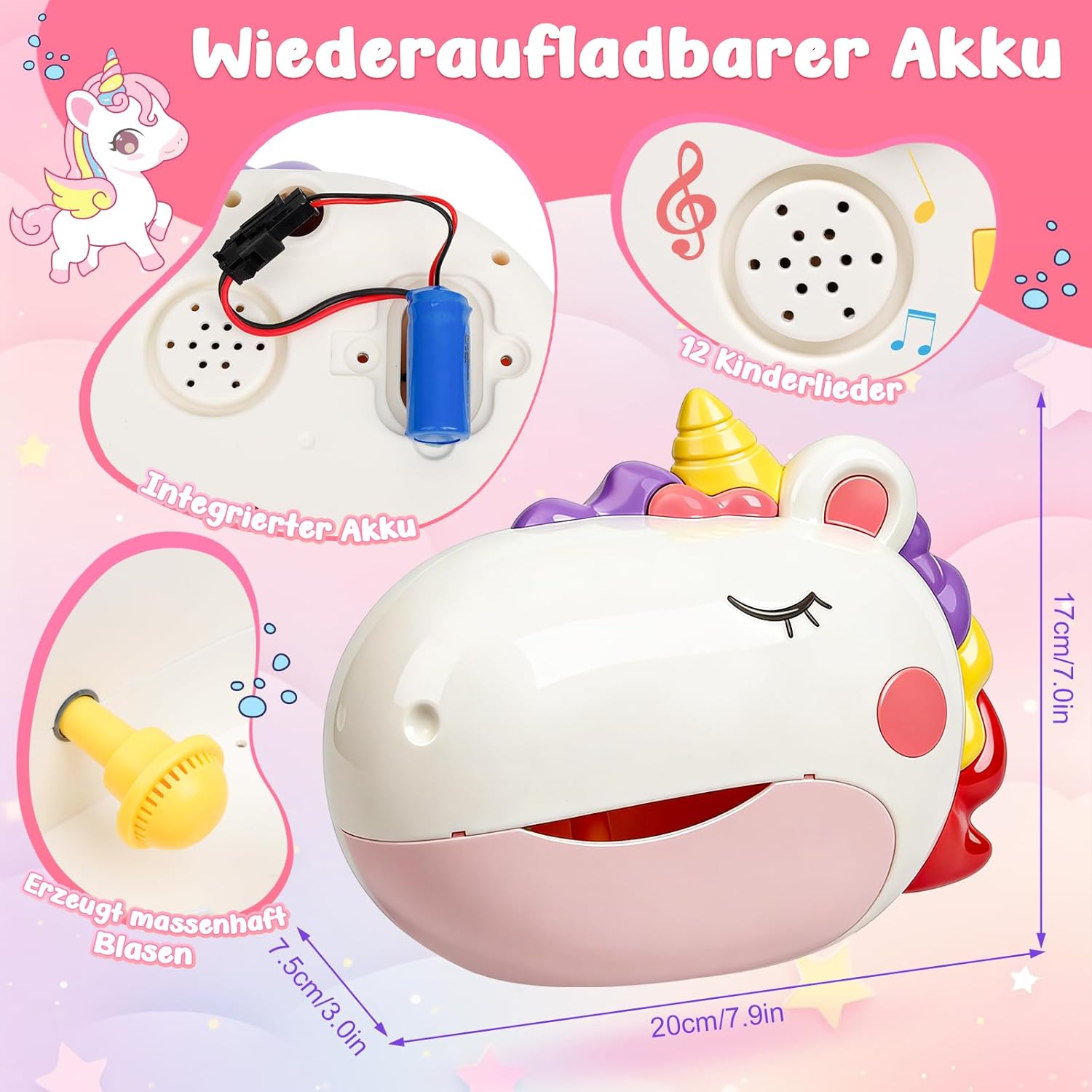 Thumbnail 3 de Badewannenspielzeug Einhorn (wiederaufladbar) mit Bubble-Modus & Musik