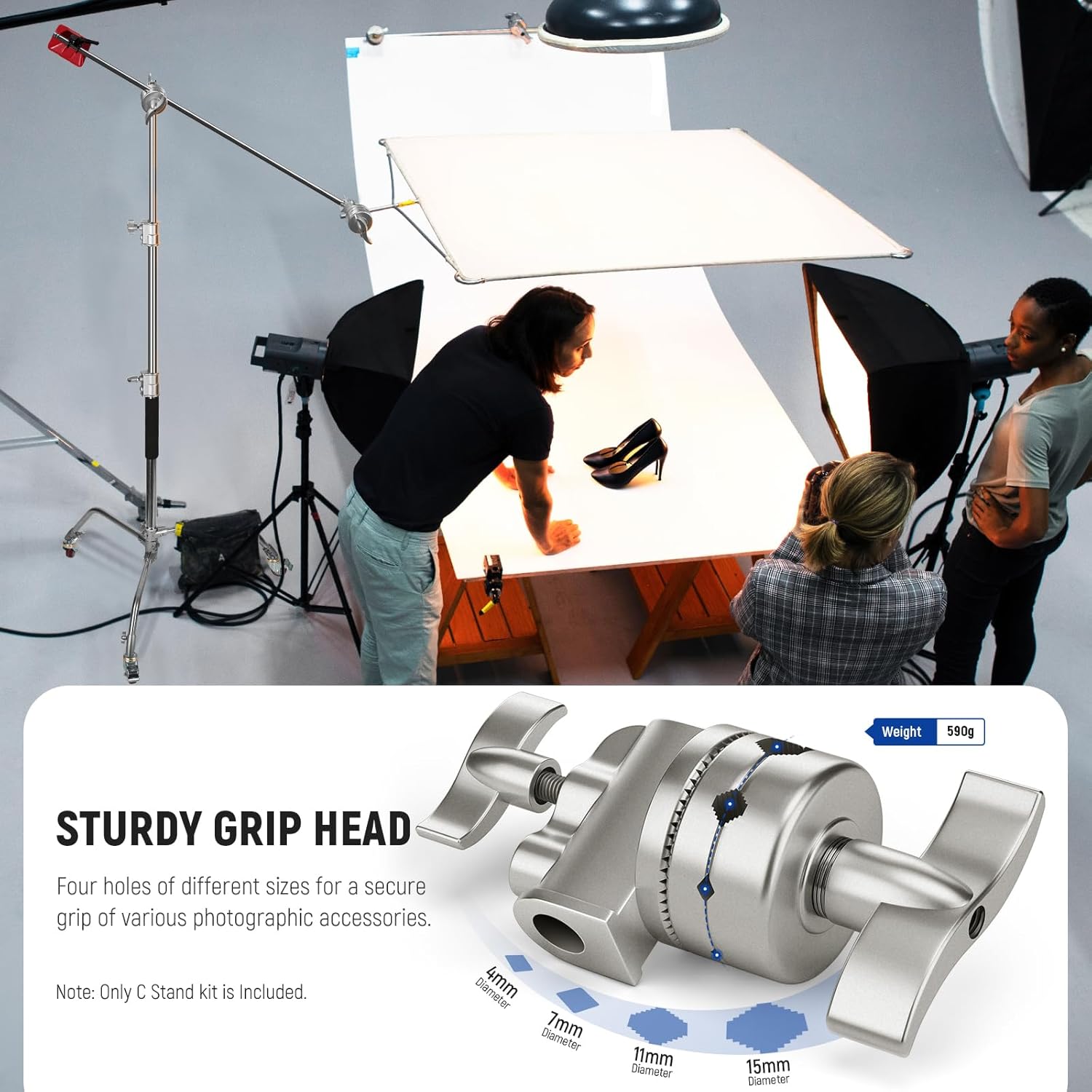 Thumbnail 5 de NEEWER Stainless Steel Heavy Duty C Stand with Swivel Casters SC186W