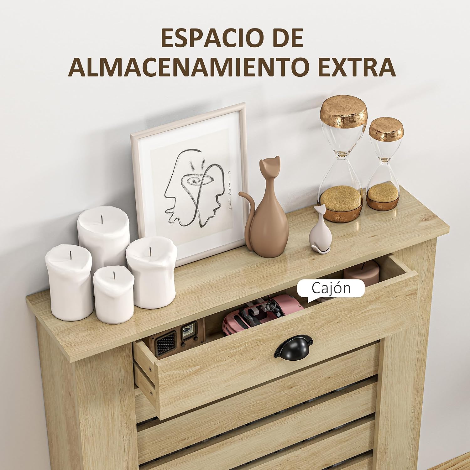 Thumbnail 5 de HOMCOM Cubre Radiadores con Cajón 78x19x95,5 cm