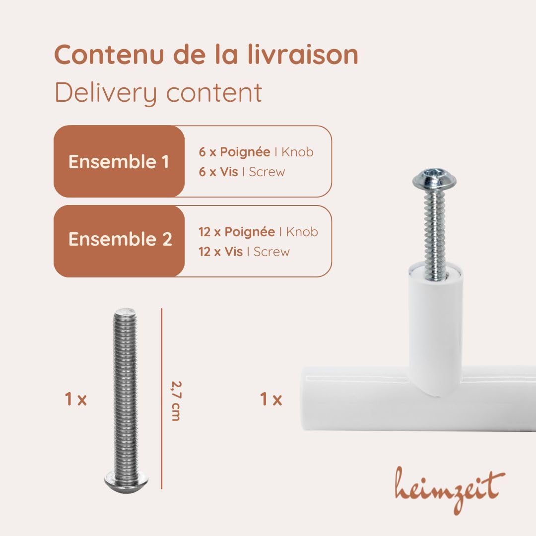Detalle 1 de heimzeit Poignées de placard inox 12 pièces