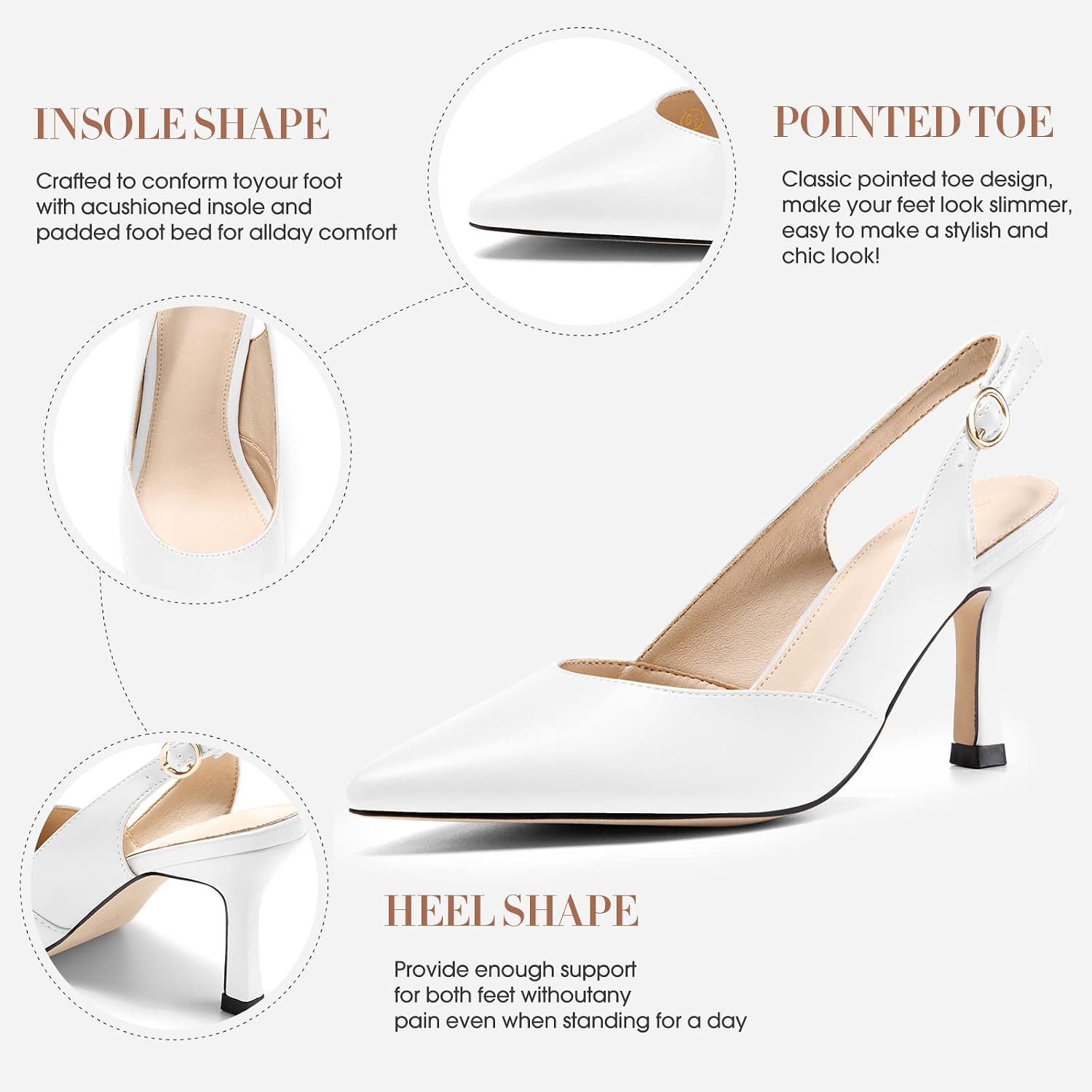 Thumbnail 3 de Rilista Women's Slingback Kitten Heels with Closed Pointed Toe