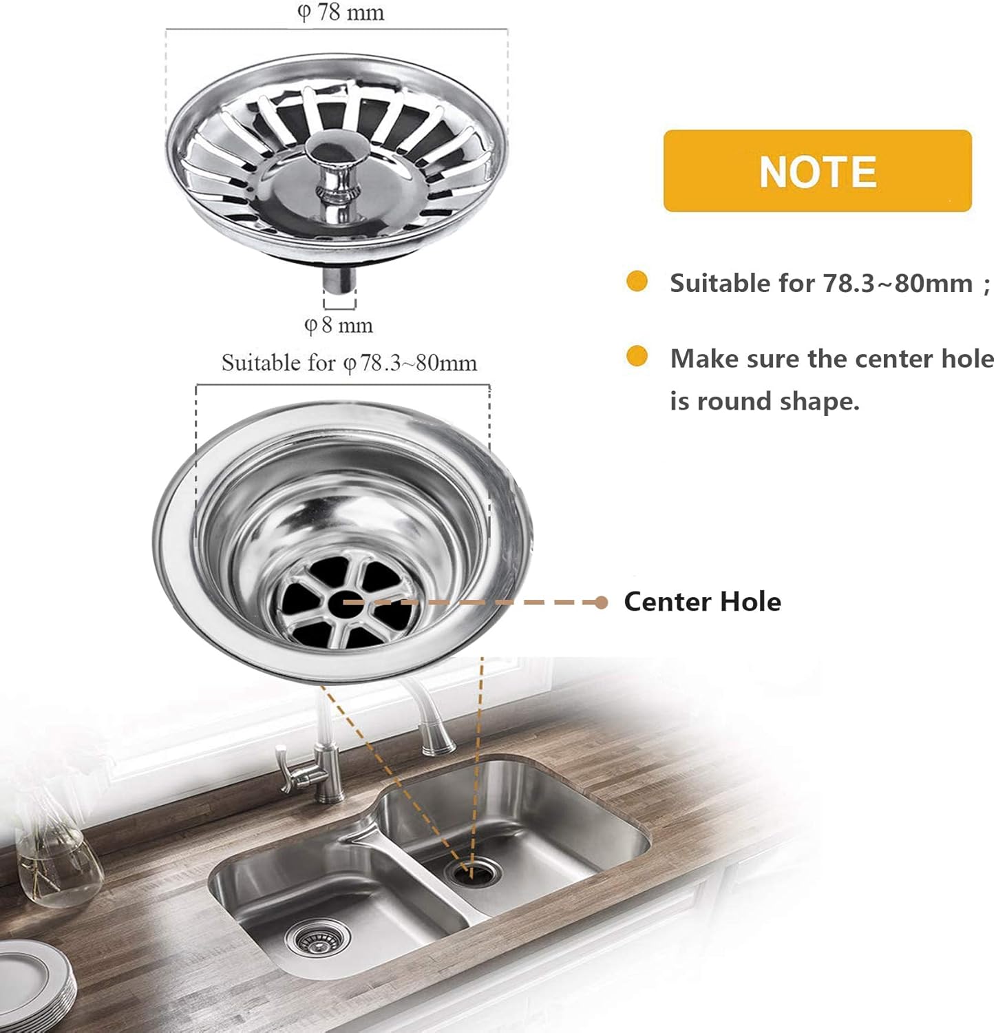 Detalle 2 de Tomario Kitchen Sink Strainer Plug 78mm đź§˝