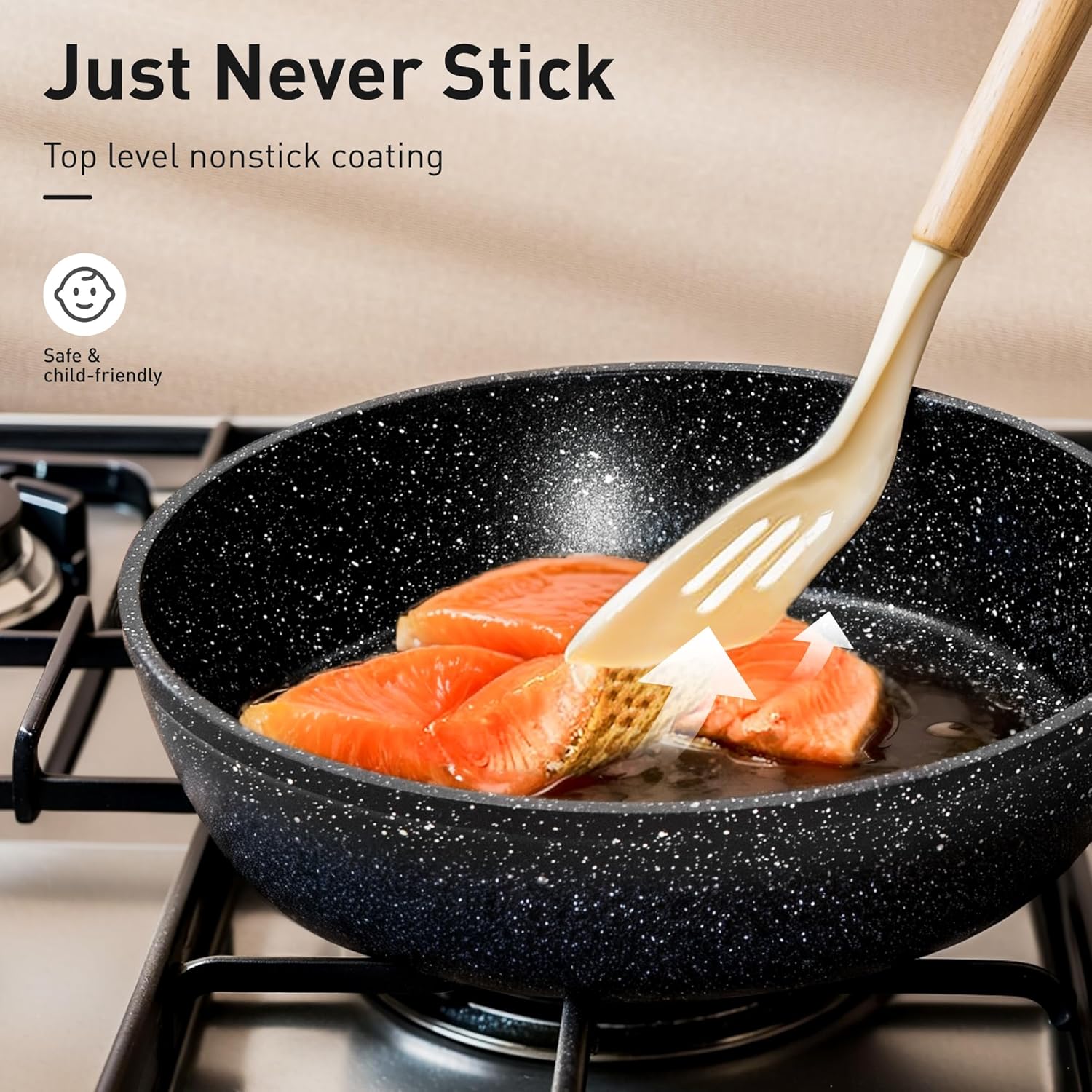 Detalle de DishDelight 30-Piece Granite Non-Stick Pots & Pans Set for Induction Cooktops