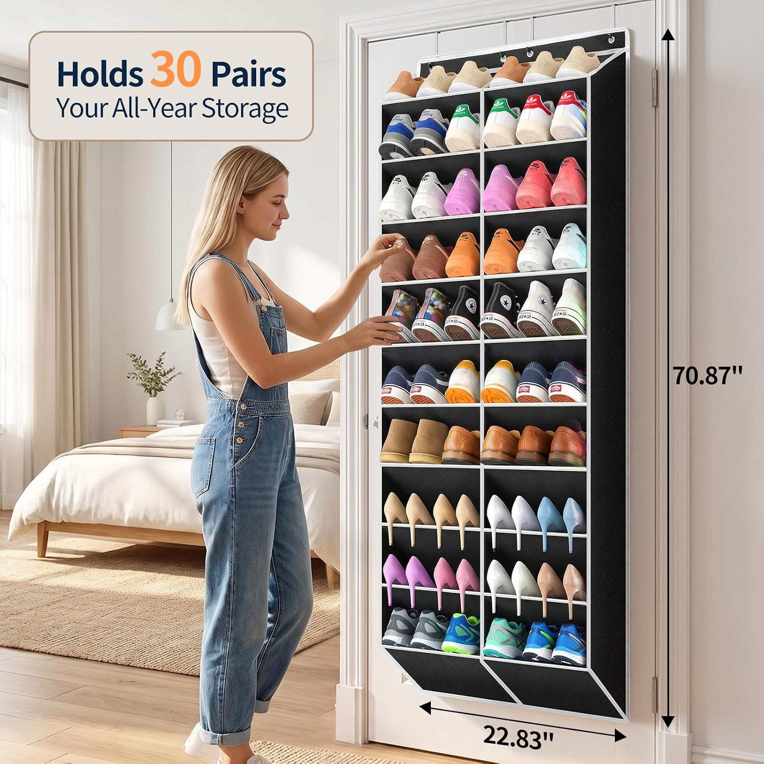 Detalle de Yecaye Over-the-Door Shoe Organizer, 30-Pair