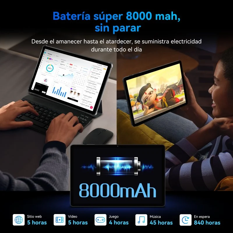Detalle 2 de Tablet ExcitPower T90 WiFi 11” — 8GB/128GB, azul, teclado y stylus incluidos