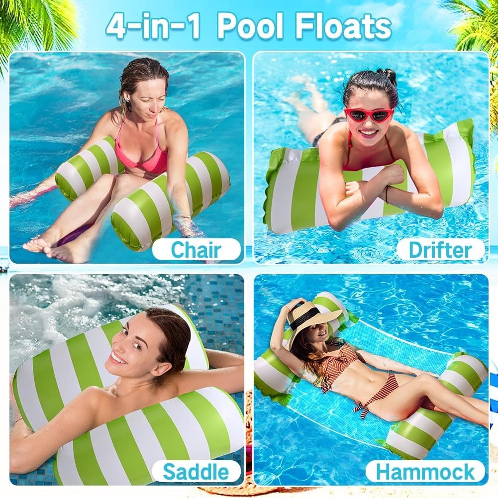 Detalle de Inflatable Pool Floats Hammock 4-in-1: Portable Aqua Lounger for Adults
