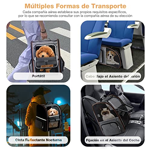 Detalle de Lekespring Transportin Gato Extensible con 4 Entradas y Mochila Transpirable