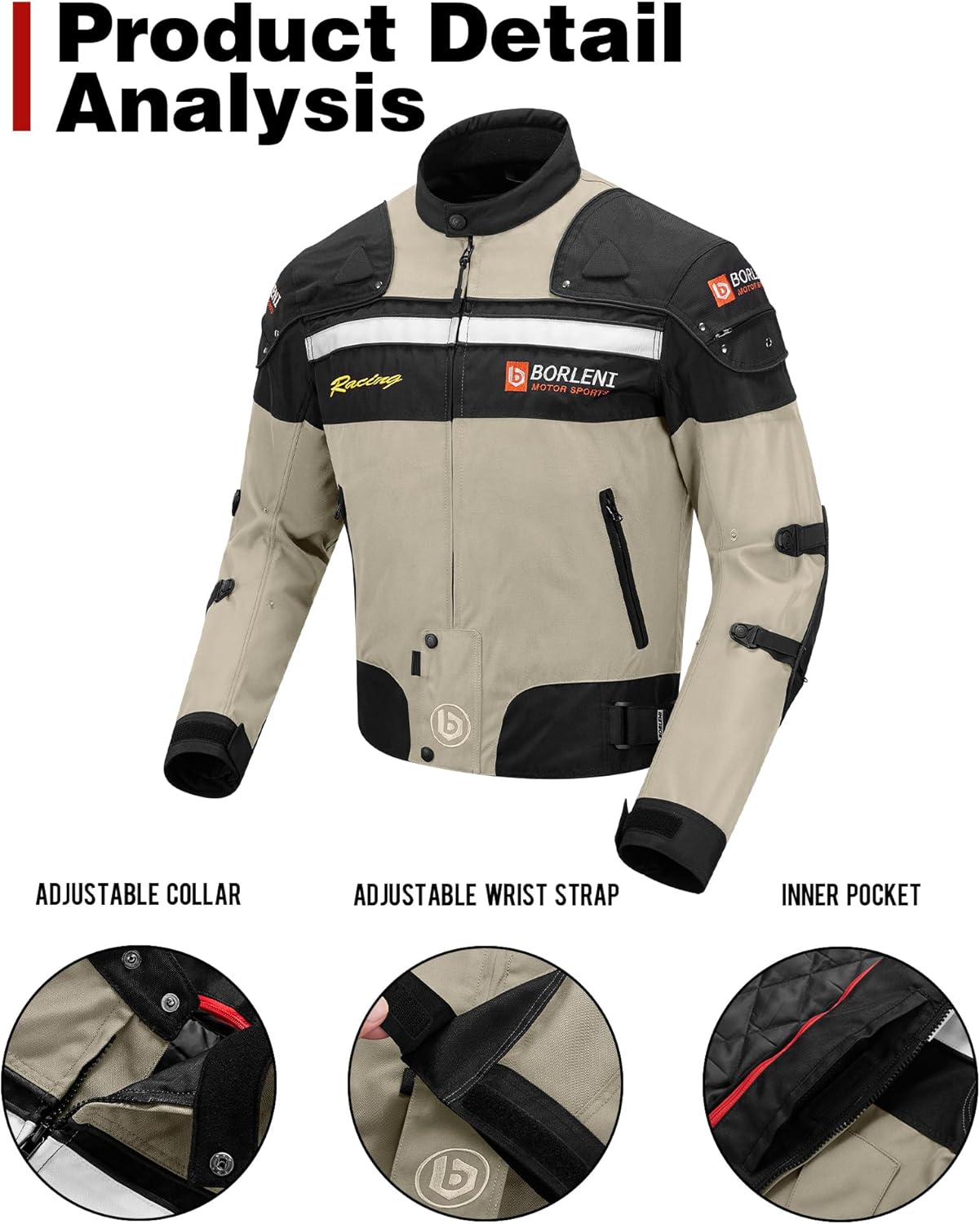 Thumbnail 2 de Veste de moto BORLENI coupe-vent marron, taille M ⚙