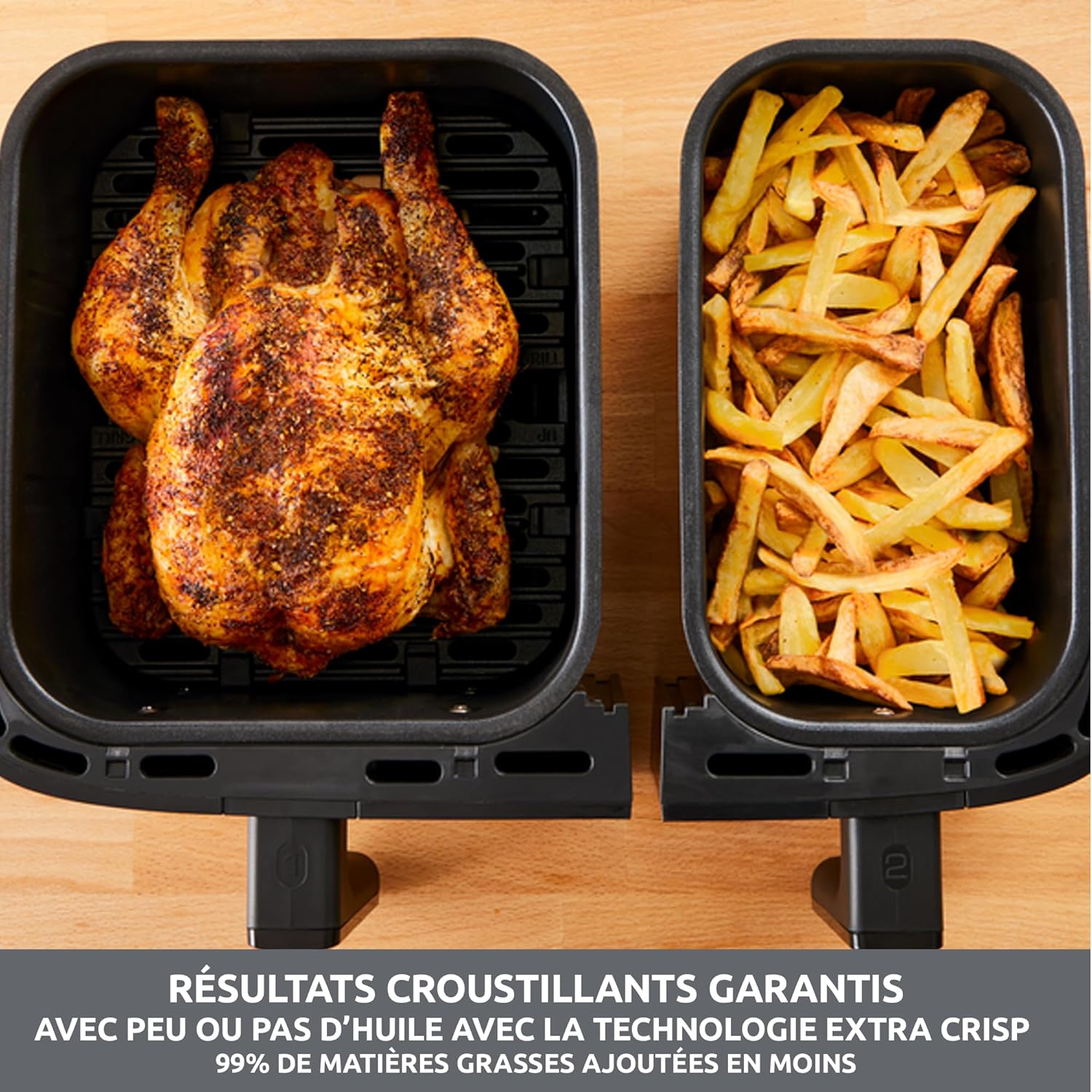 Detalle de Moulinex Easy Fry Essential inox, 8,3 L – Air Fryer double tiroir & 7 programmes intuitifs