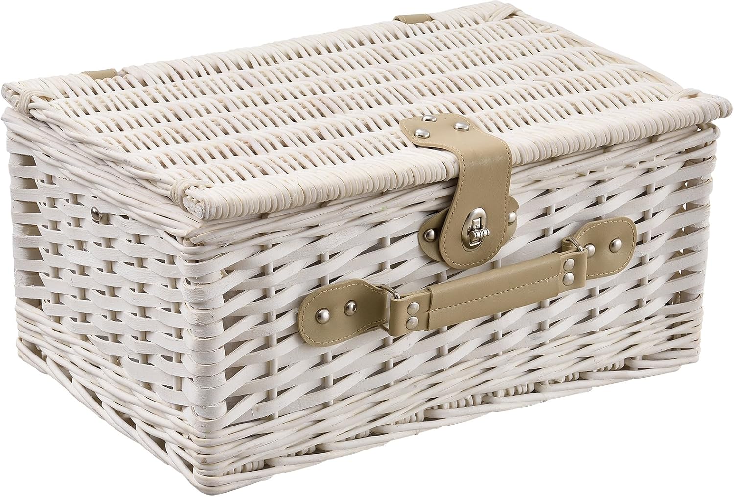 Thumbnail 1 de casa.pro Cestino da Picnic per 4 persone in stile valigia bianco con borsa termica