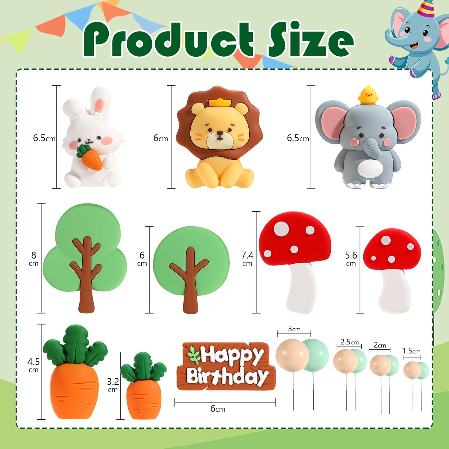 Detalle de 20 Stück Safari Tier Cake Topper – Dschungel-Dekorationen für Kindergeburtstag