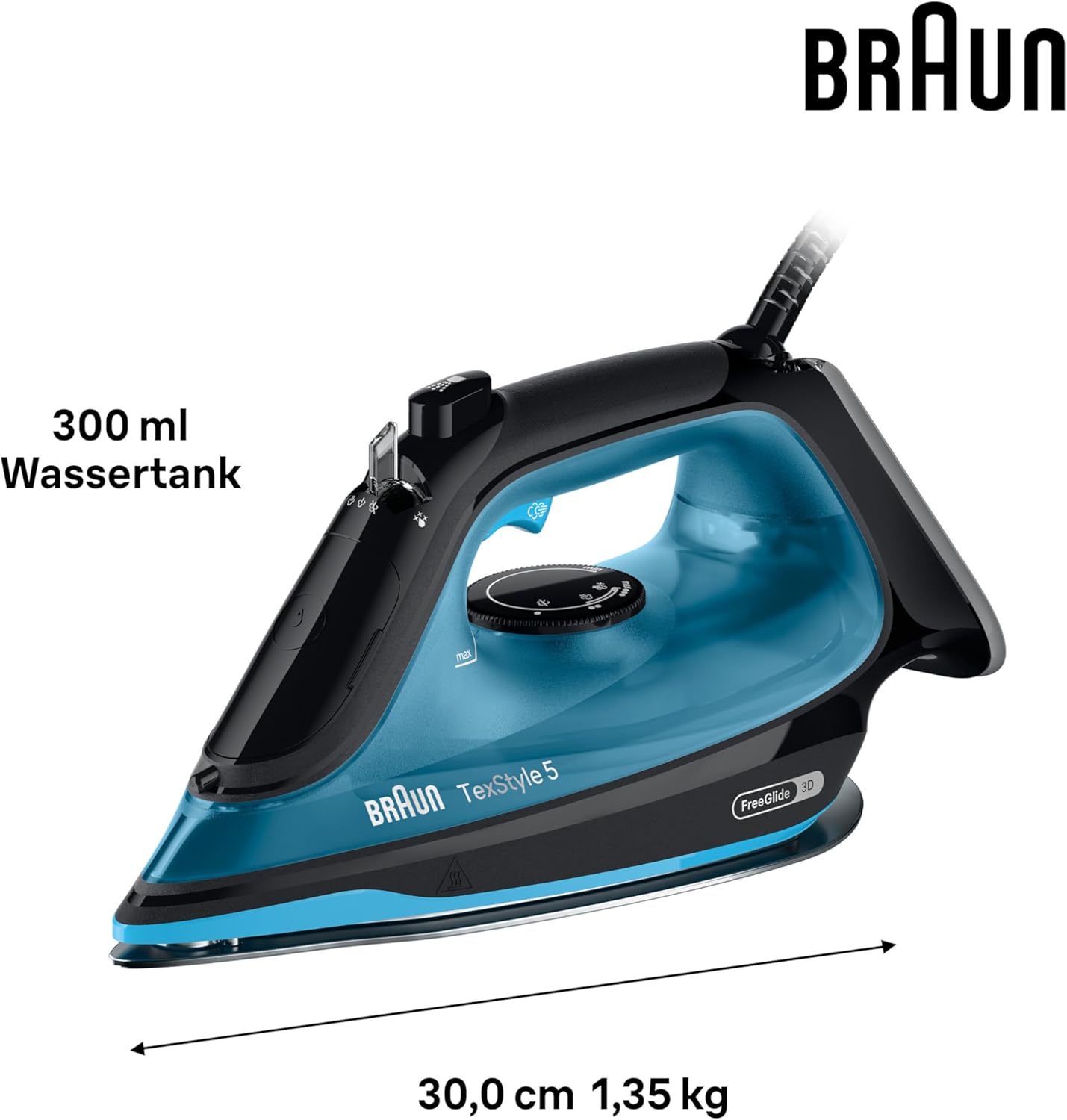 Thumbnail 1 de Braun TexStyle 5 SI5256 BL Dampfbügeleisen – FreeGlide 3D-Sohle, Präzisionsspitze & Vertikaldampf