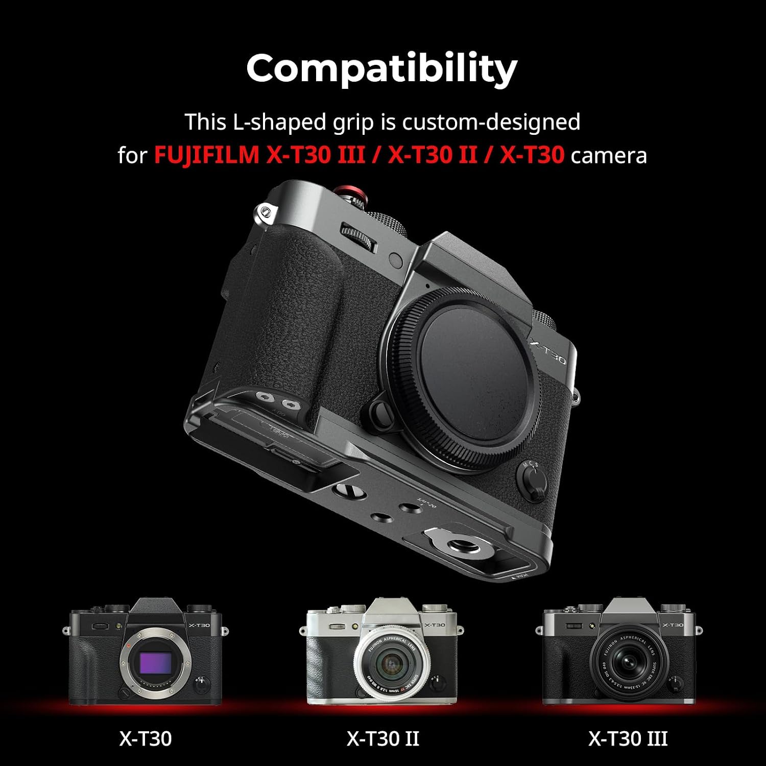 Thumbnail 1 de SMALLRIG L-förmiger Silikongriff für FUJIFILM X-T30 III/X-T30 II/X-T30 (Arca-Swiss Schnellwechsel, 1/4-20) – 5665