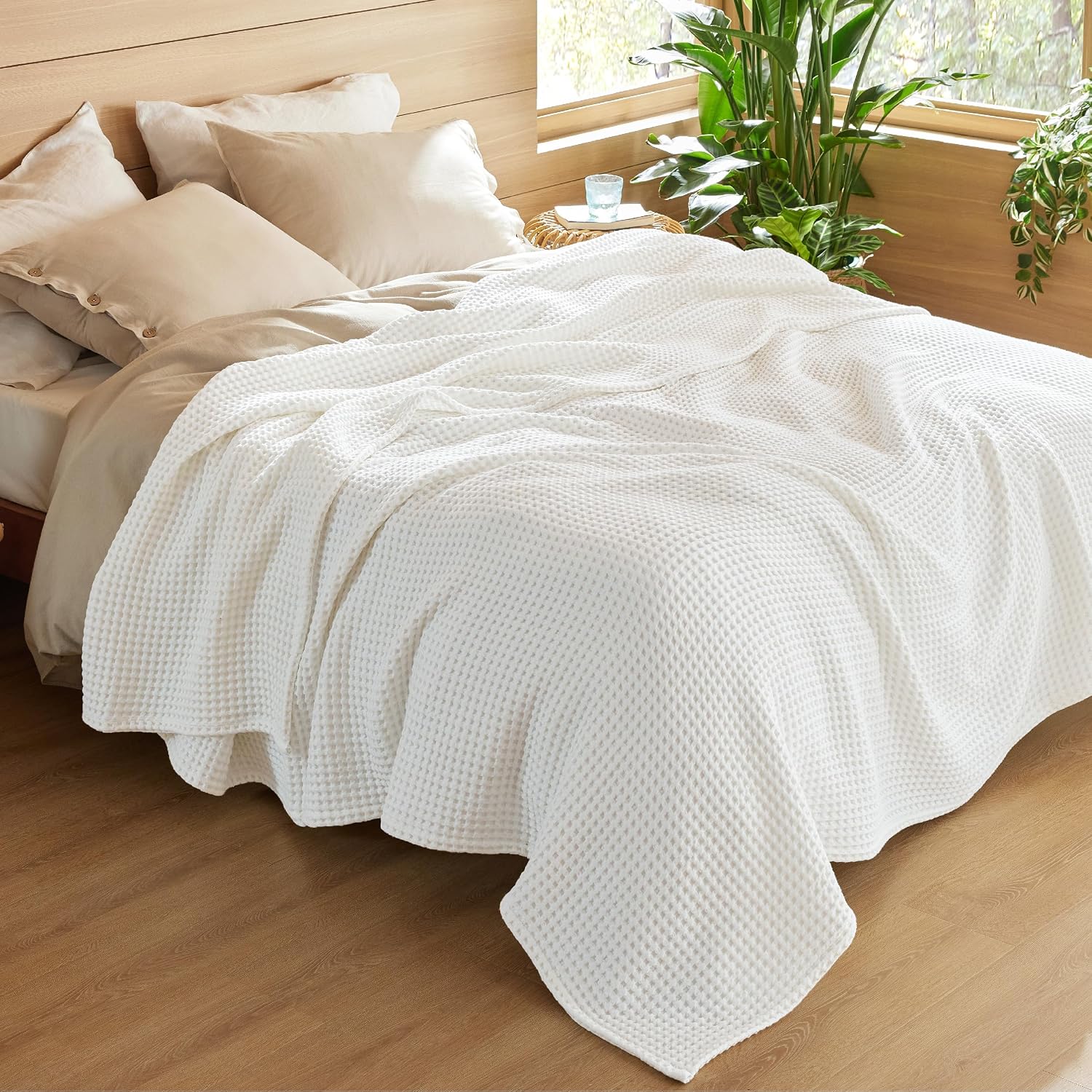 Detalle de Bedsure Cotton Waffle Blanket, Queen