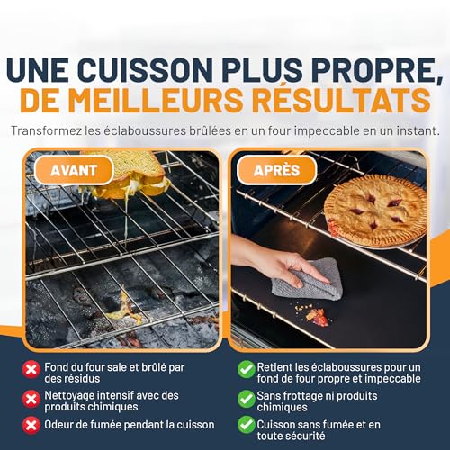 Detalle de Linda’s Essentials Feuille Protection Four Cuisson (Lot de 2) – Tapis de Cuisson Réutilisable 32x50 cm