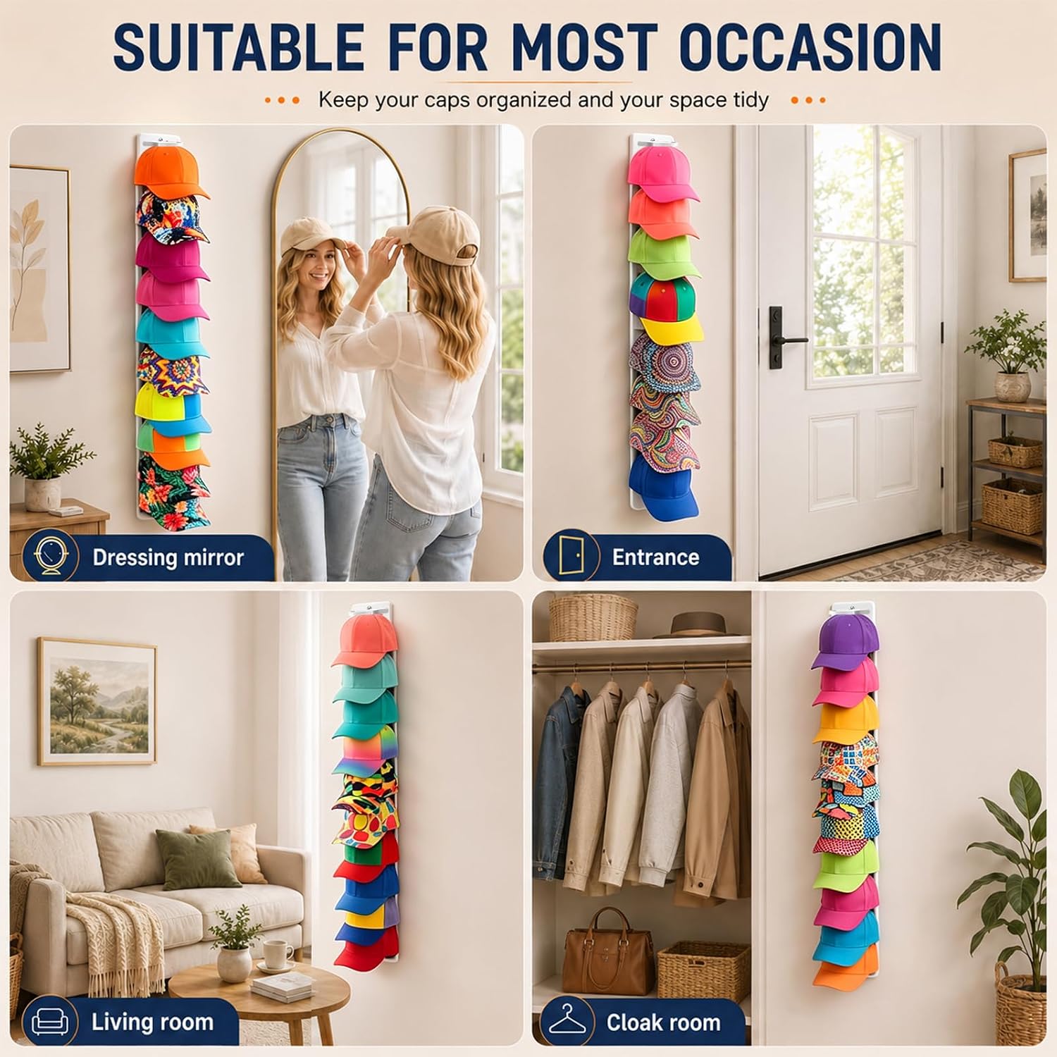 Thumbnail 6 de Wall-mounted hat rack, 20-cap capacity