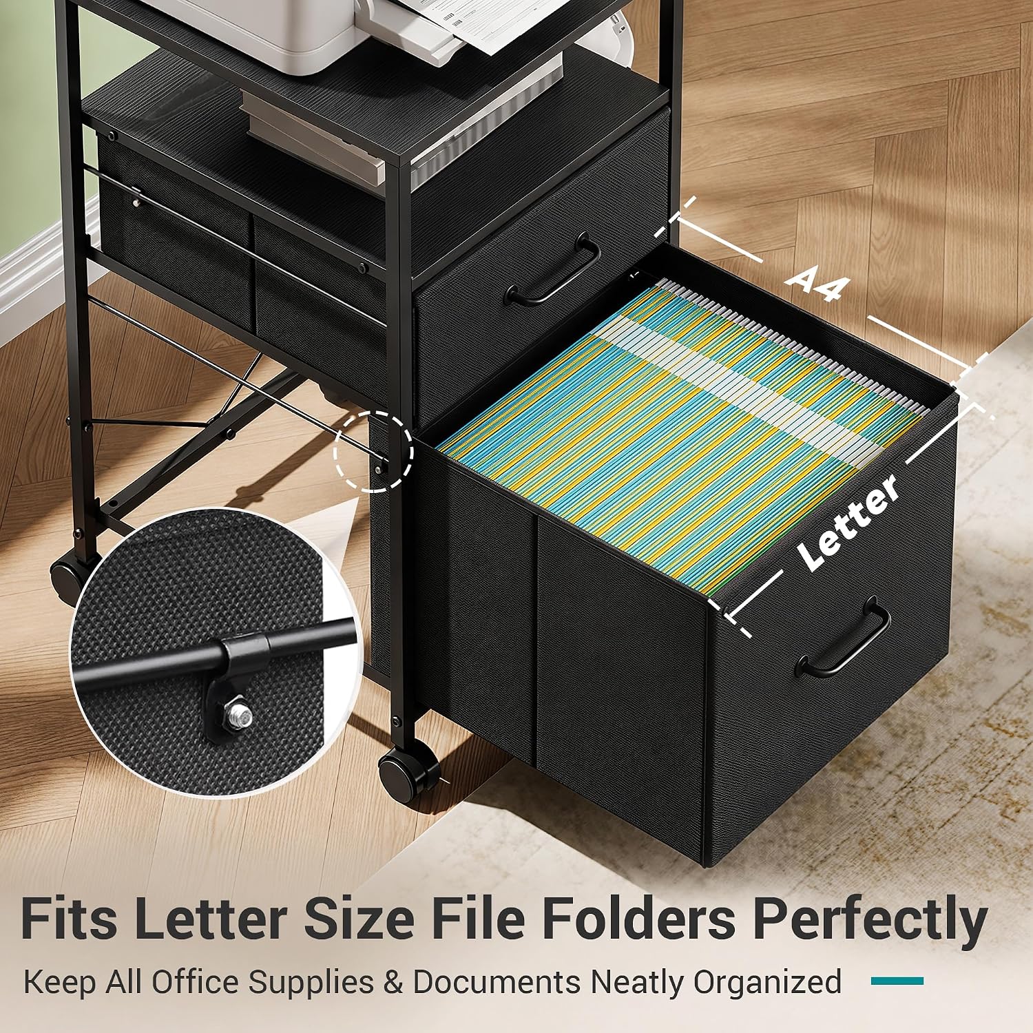 Thumbnail 3 de DEVAISE Mobile File Cabinet with Fabric Drawers