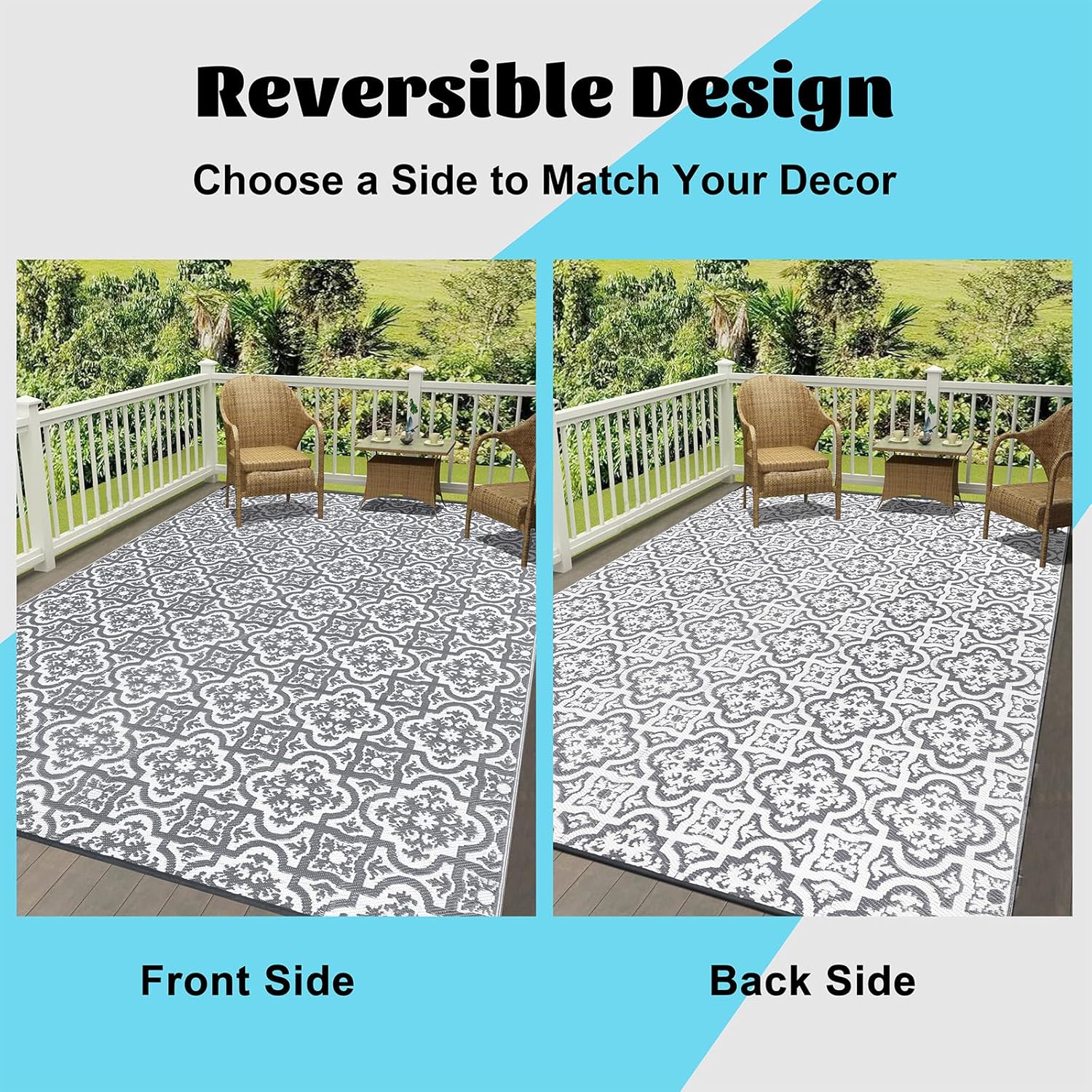 Thumbnail 5 de Enyhom Large Outdoor Rug for Garden 180x270cm
