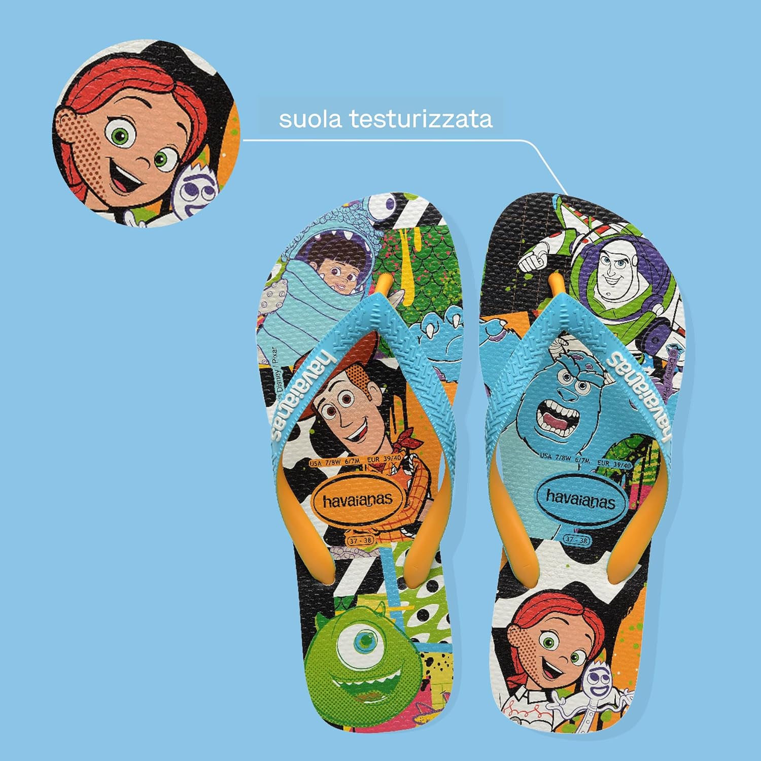 Detalle de Havaianas Infradito Disney Eleganti – Unisex Adulto, Comfort e Stile con Disegni Disney e Pixar
