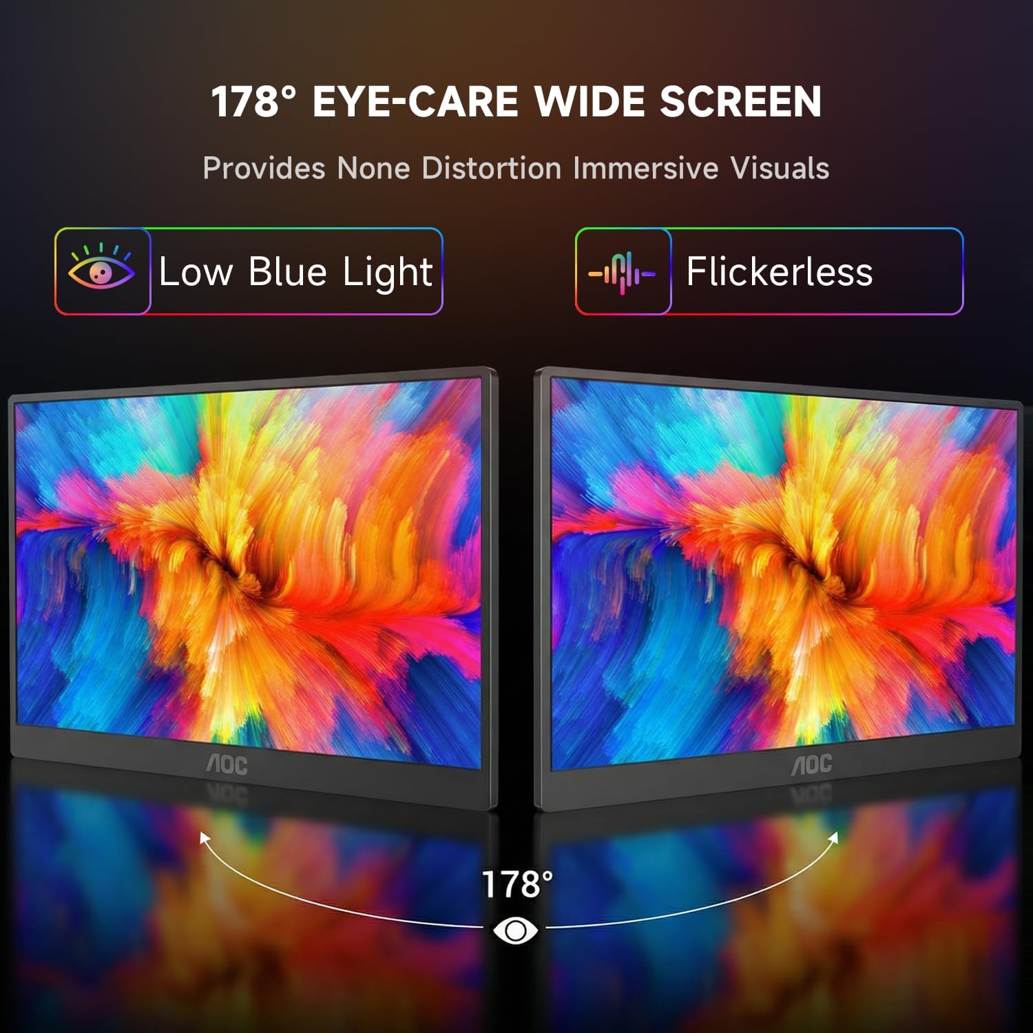 Thumbnail 6 de AOC Portable Monitor 15.6" 1080P FHD IPS – Dual USB-C, HDR, 180° Rotation