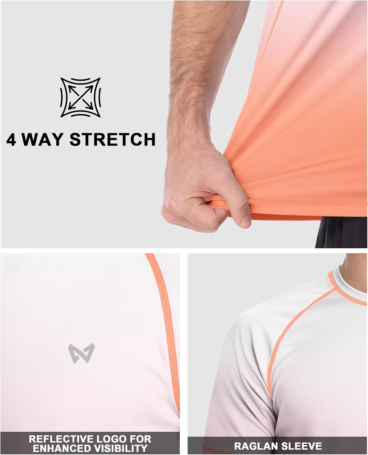 Detalle de WISMBOX Men's Short Sleeve Rash Vest with UPF 50+ – Quick Dry UV Swim Top