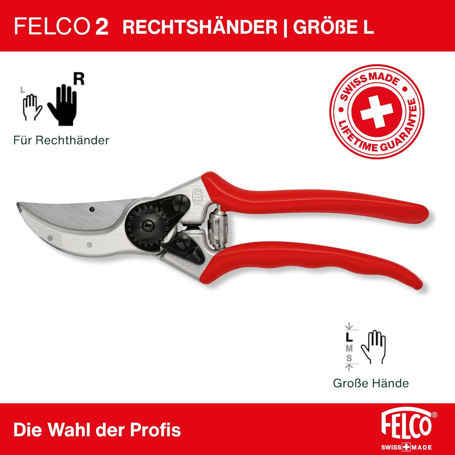 Thumbnail 2 de FELCO 2 professionelle Bypass-Gartenschere für Rechtshänder – 41 mm Klinge, 25 mm Schnitt, Aluminiumgriffe, Swiss Made