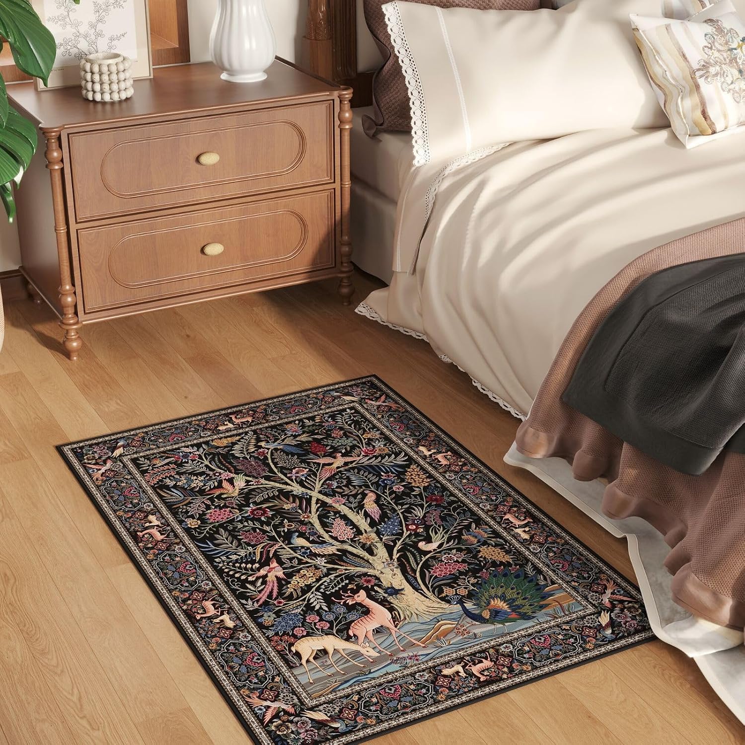 Thumbnail 3 de Rugcomf Area Rugs 9x12 Living Room Tree of Life Pattern – Vintage Washable Rug with Non-Slip Backing