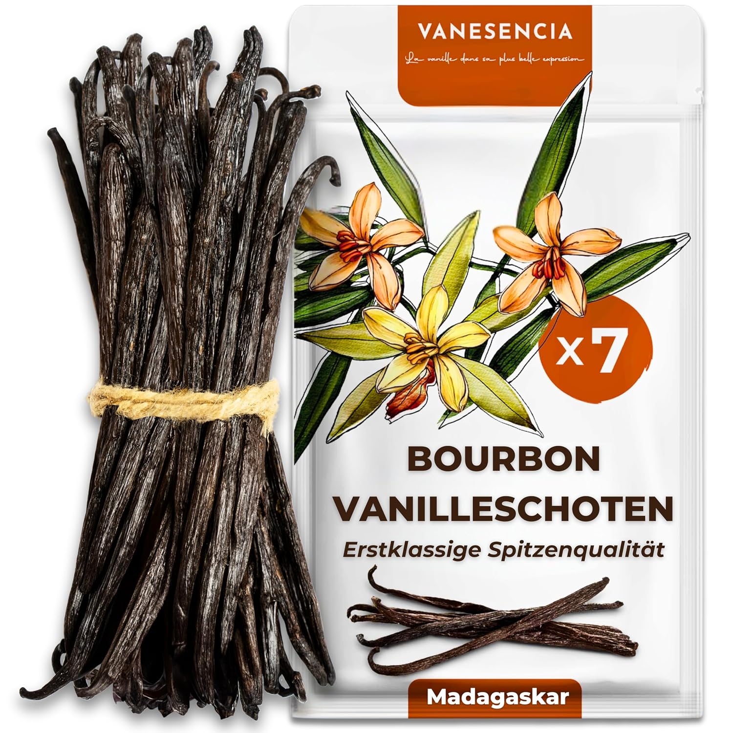 Detalle de 7 Stück Vanilleschoten XL 15–18 cm | Bourbon Vanille aus Madagaskar – GRAND CRU