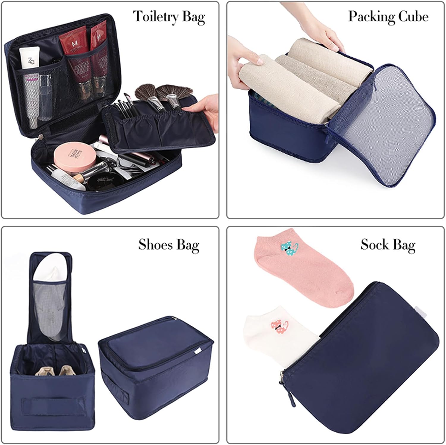 Detalle de BAGAIL 8-teiliger Packwürfel-Set mit Kleidertaschen & Kofferorganizer (Packing Cubes)