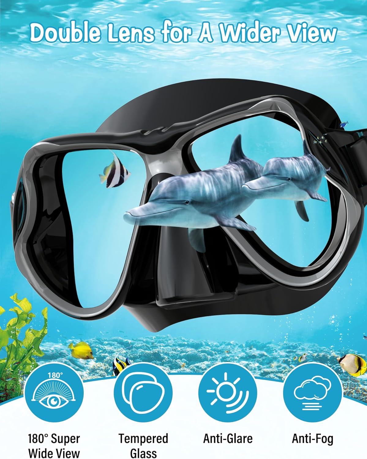 Detalle 2 de Karvipark Dry Snorkel Set with Anti-Fog Panoramic Snorkelling Goggle (Adults)