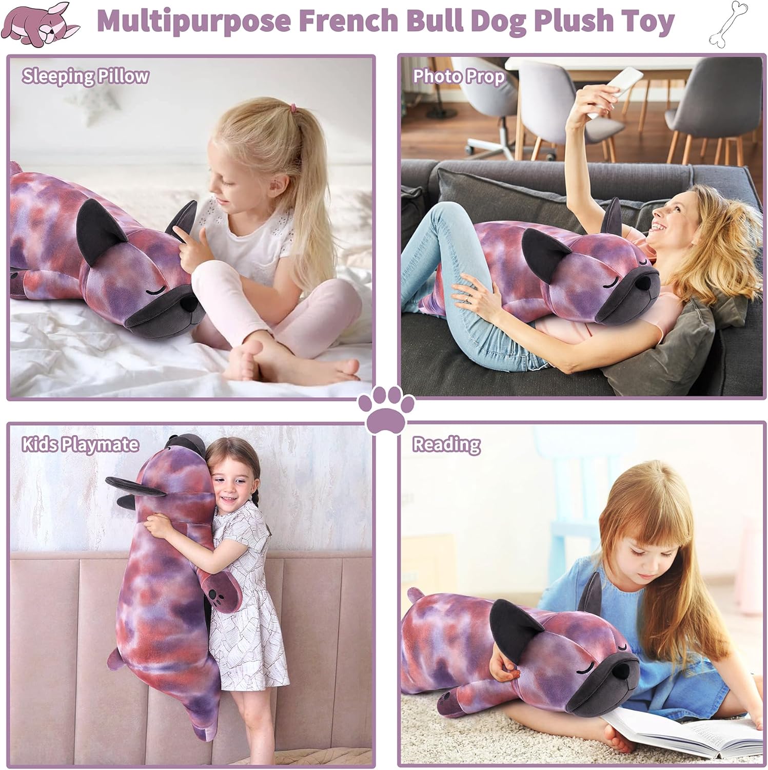 Detalle de 30 inch Large French Bulldog Plush Pillow – Soft, Realistic Hug‑worthy Companion