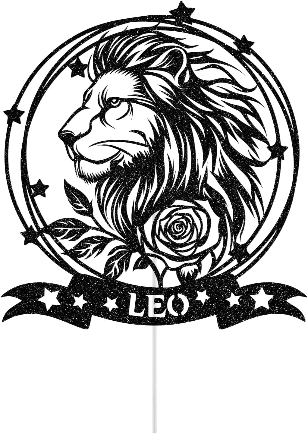 Thumbnail 1 de Leo Cake Topper Black Glitter